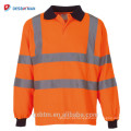 OEM Orange/Yellow Long Sleeve Hi Vis Reflective Road Safety Cheap Polo T Shirt With Custom Logo Printing